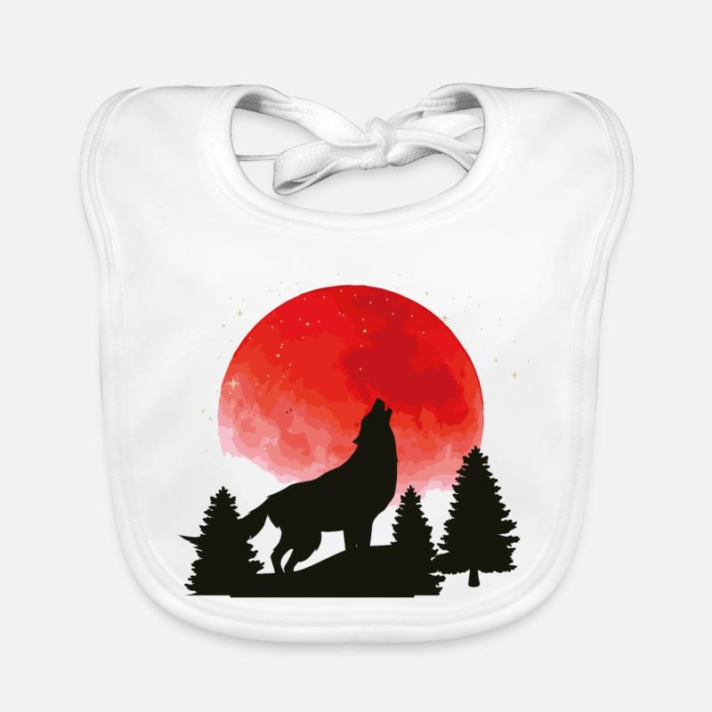 Wolf's Call on the Red Moon Organic Baby Bibs
