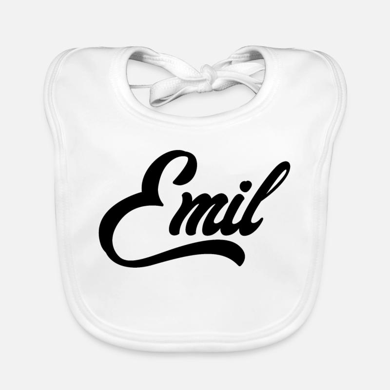 Emil Name Black Organic Baby Bibs