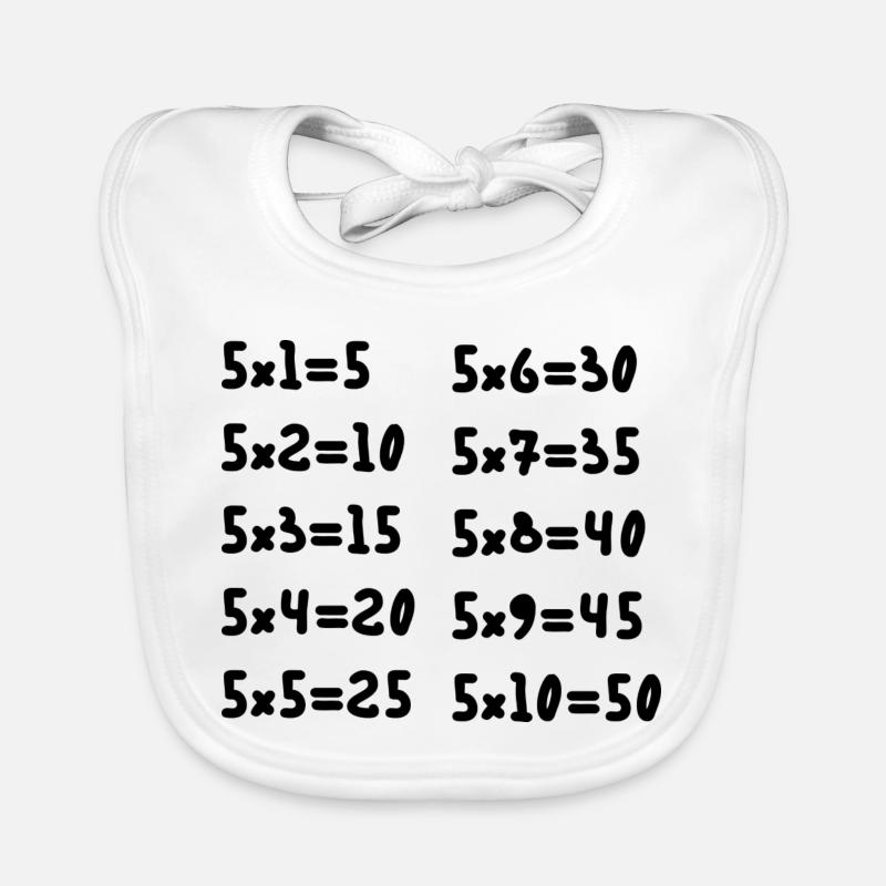 Tables de multiplication de cinq - Bavoir bio Bébé - blanc