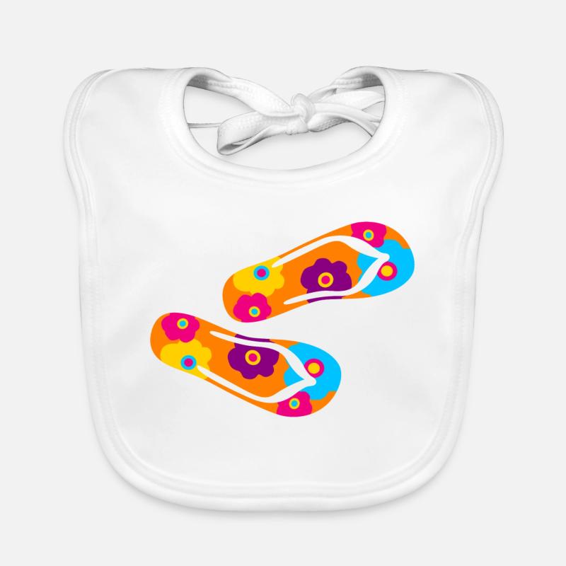 Flip Flops Latent Fleur Fleur Fleur Fleurs colorées Bavoir bio Bébé