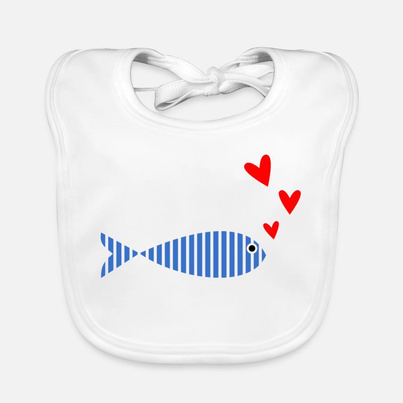POISSON. SARDINE. POISSON. POISSON D'AVRIL. MER - Bavoir bio Bébé - blanc