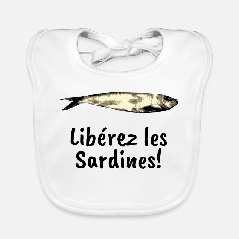 Liberez les sardines - Bavoir bio Bébé - blanc