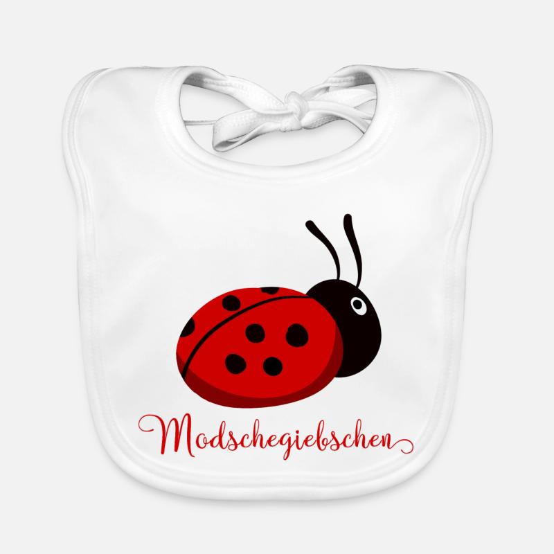 Modschegiebchen Marienkäfer Sächsisch Geschenkidee - Baby Bio-Lätzchen - Weiß