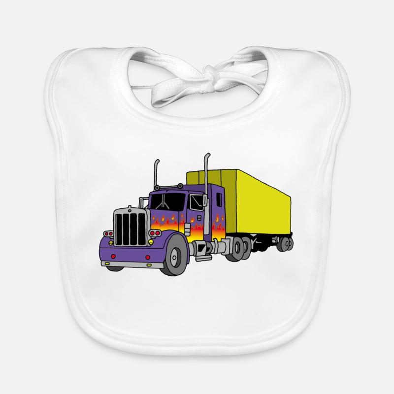 Camion américain - Bavoir bio Bébé - blanc