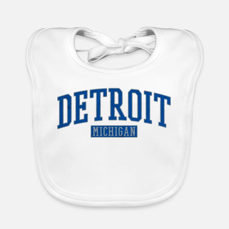 Detroit Michigan Varsity Arc Organic Baby Bibs