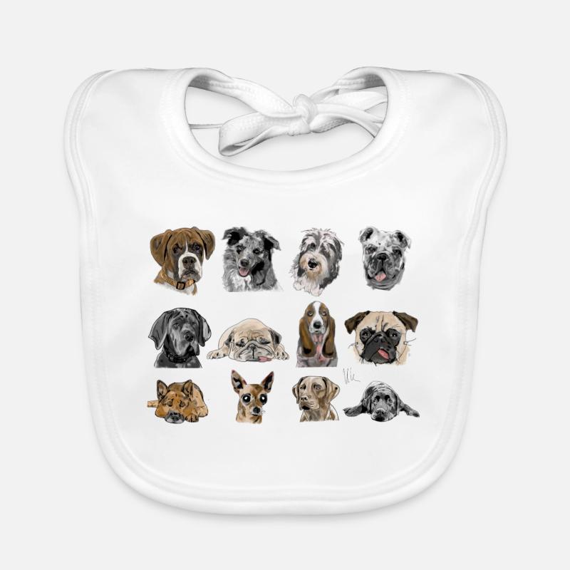 Chiens - Bavoir bio Bébé - blanc