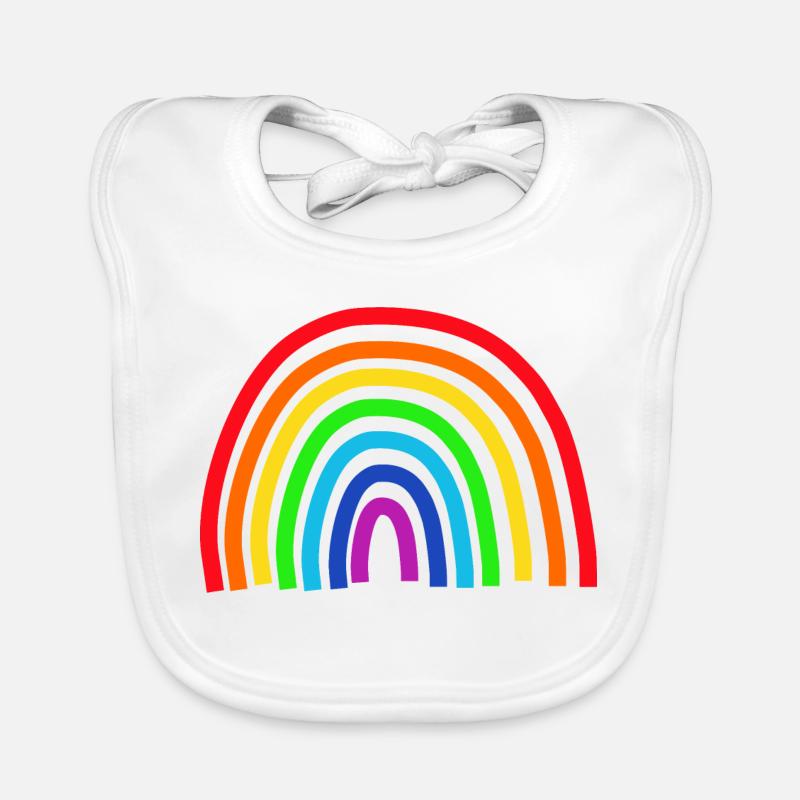 Arc-en-ciel coloré - Bavoir bio Bébé - blanc