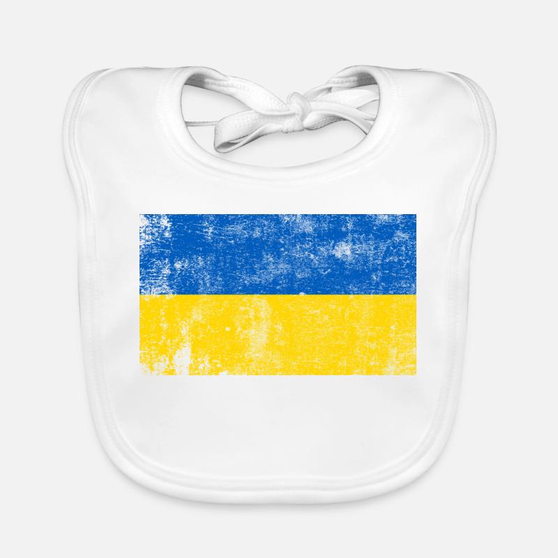 Drapeau Ukraine Drapeau Grunge Rétro Vintage - Bavoir bio Bébé - blanc
