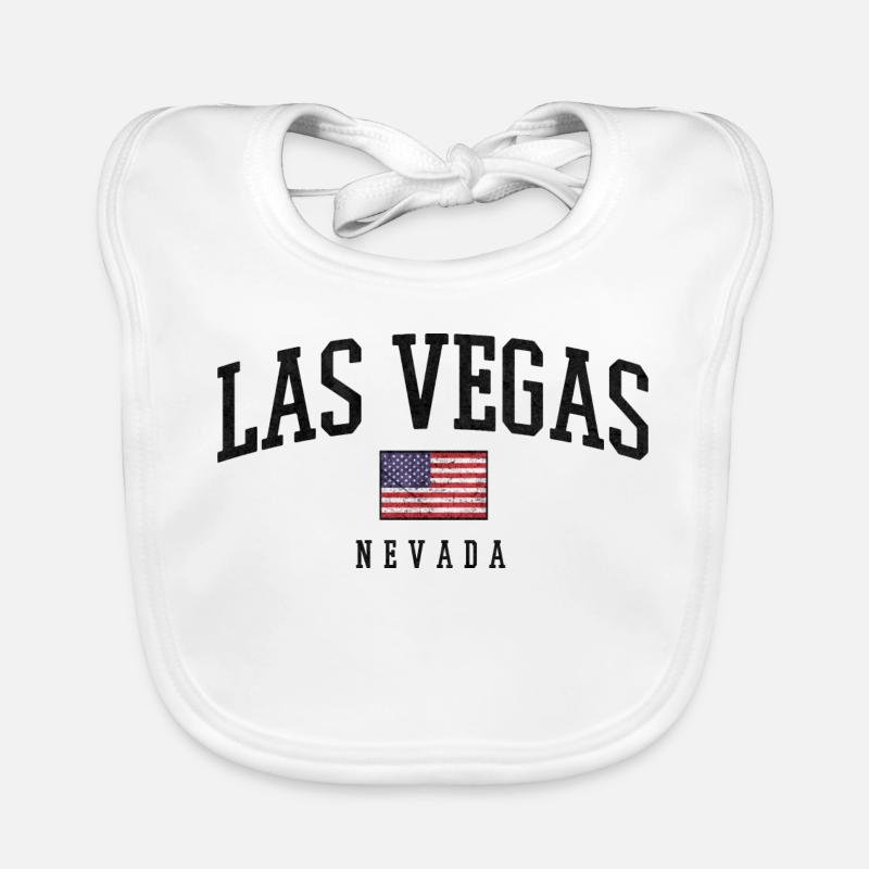 Design du drapeau vintage de Las Vegas, Nevada - Bavoir bio Bébé - blanc