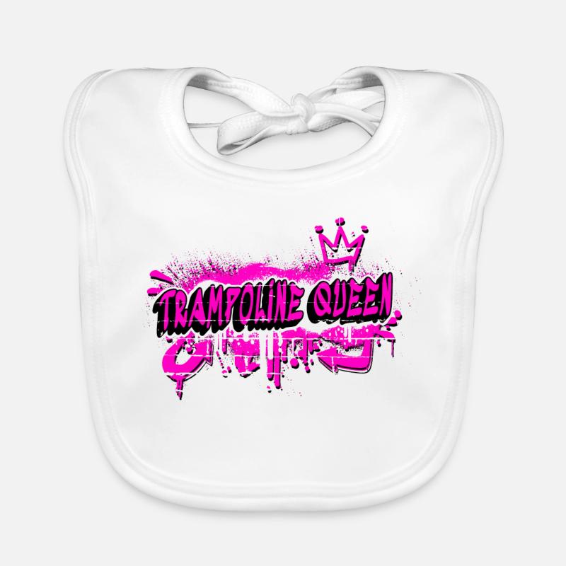 Trampoline Graffiti Queen Design - Baby Bio-Lätzchen - Weiß