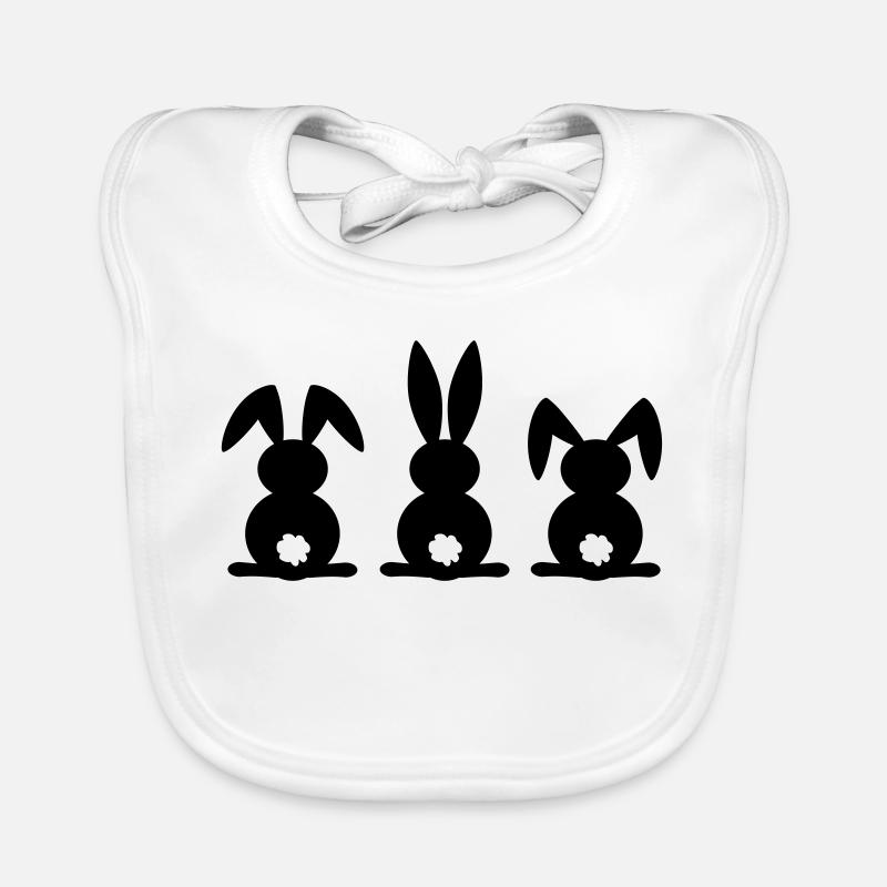 Rabbit silhouette. Happy Easter or Easter party. Egg. Organic Baby Bibs