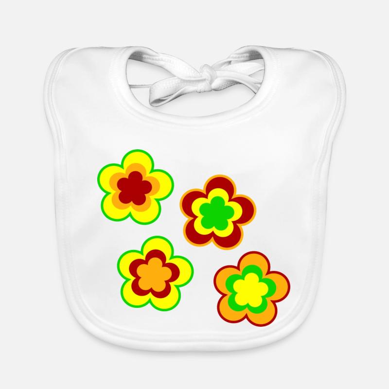 70s Flower Pattern Organic Baby Bibs