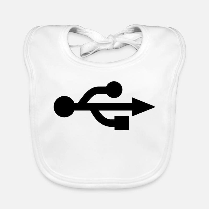 USB Logo - Nerd - Geek - Bavoir bio Bébé - blanc