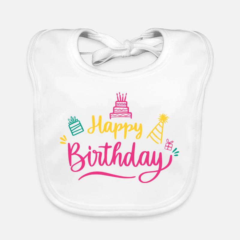 Écriture colorée Joyeux Anniversaire Bavoir bio Bébé