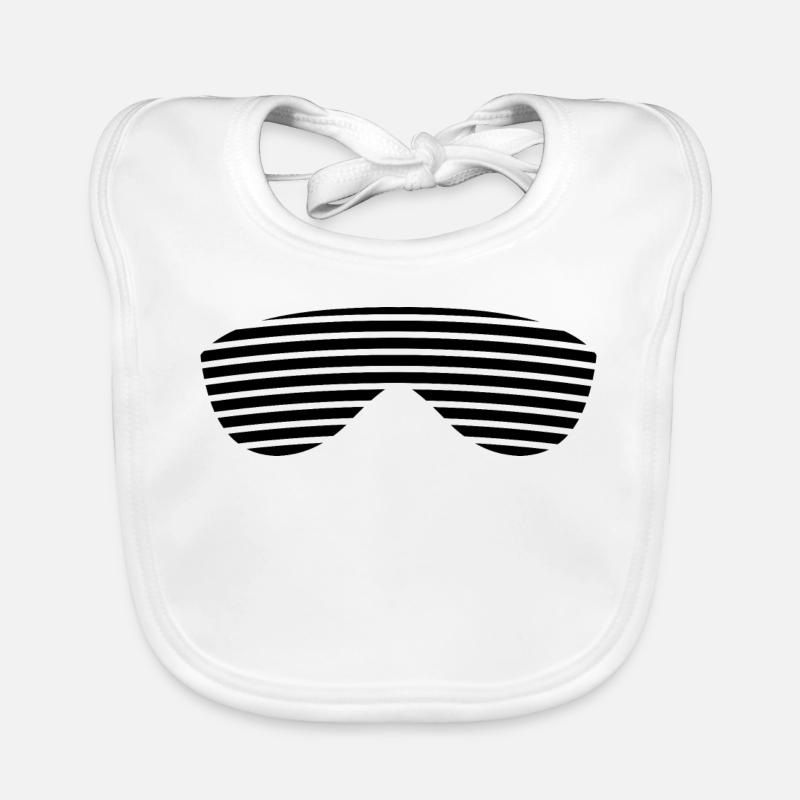 Brille schwarz gestreift Baby Bio-Lätzchen