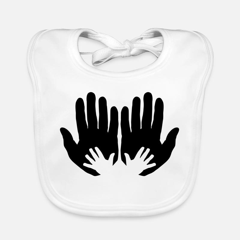 Open parents hands with children's hands Organic Baby Bibs