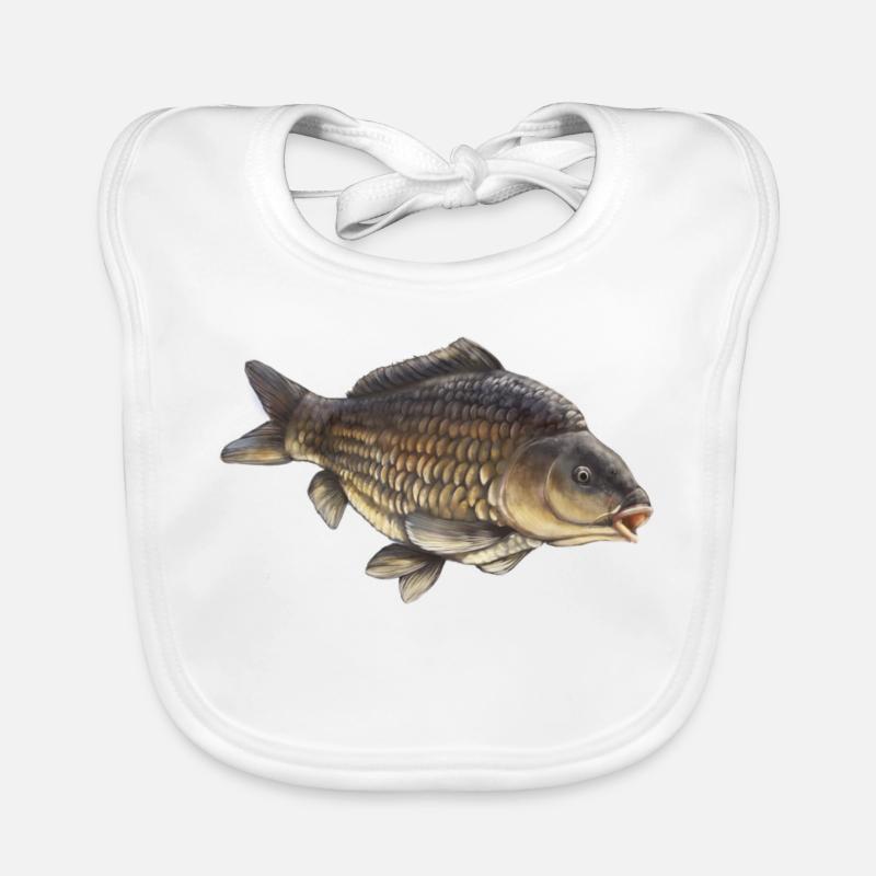 Übliches Karpfenfischen-Design Realistischer Karpfen Baby Bio-Lätzchen