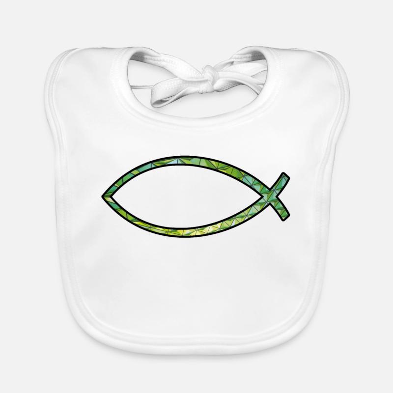 Poisson Ichtus (diamant, vert) Bavoir bio Bébé