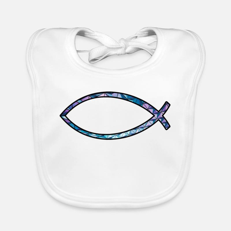 Poisson Ichtus (diamant, bleu) Bavoir bio Bébé
