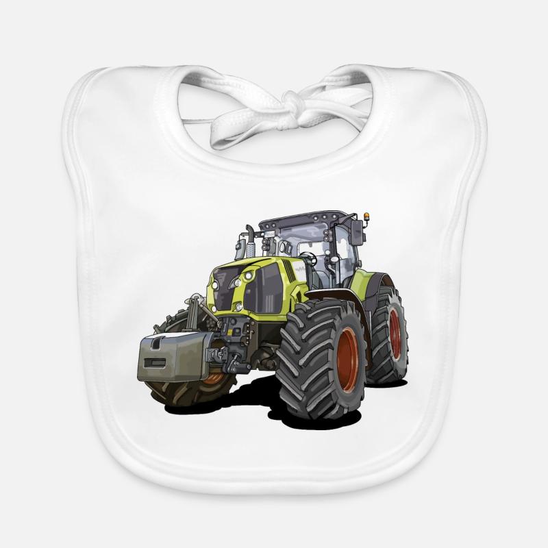 Tracteur Géant - Bavoir bio Bébé - blanc