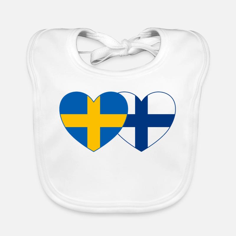 Suède Finlande Flag Heart Bavoir bio Bébé