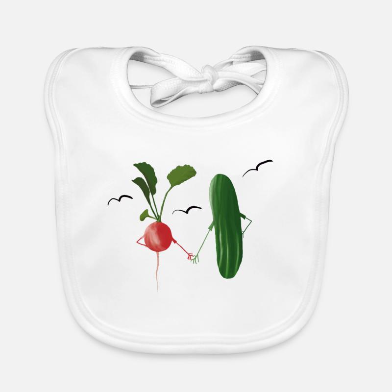 Illustration d’amitié végétale - Bavoir bio Bébé - blanc