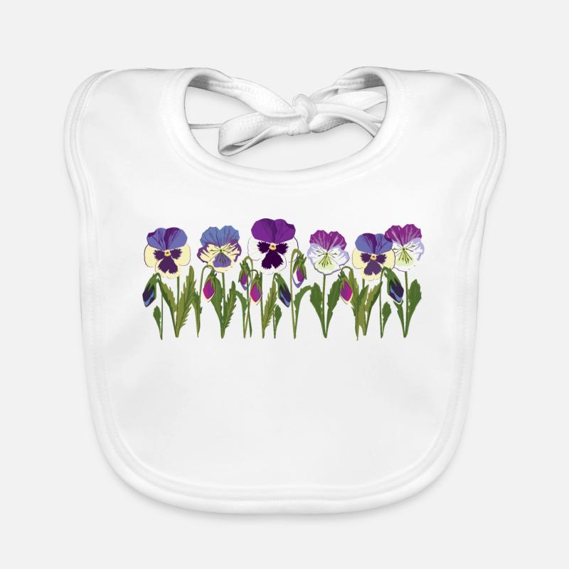 Rangée de fleurs de pensée en violet Bavoir bio Bébé