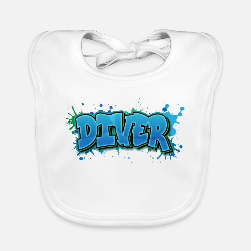 Diver Graffiti Paint Splash - Cadeau pour les plongeurs Bavoir bio Bébé
