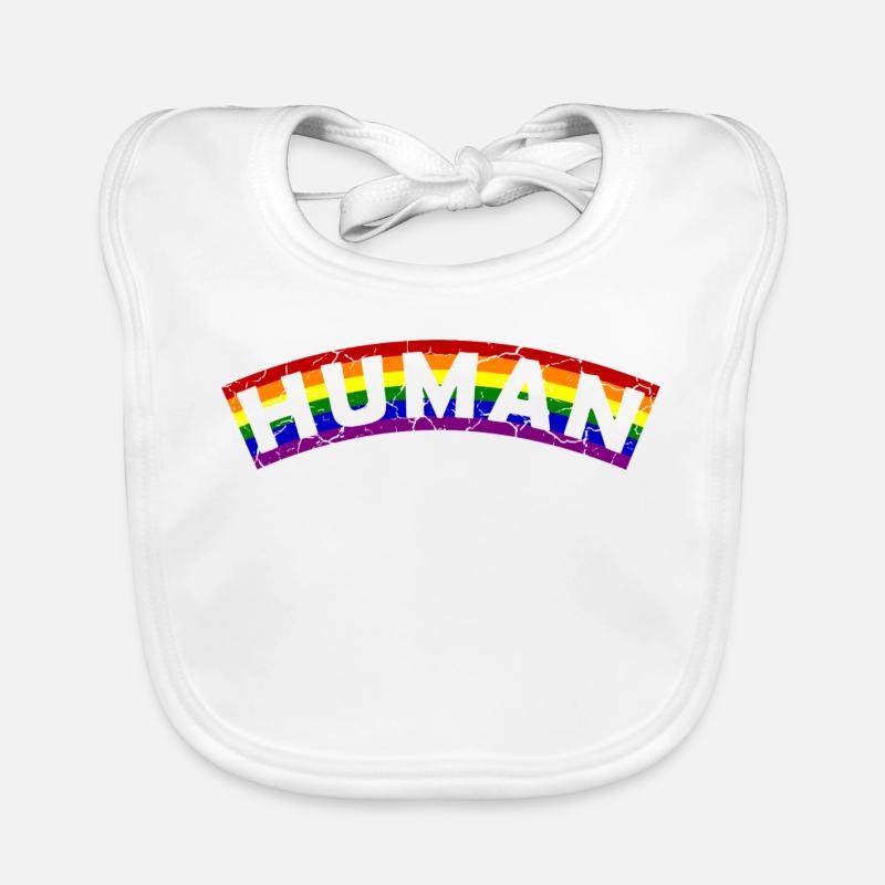 Human Pride Flag Design Organic Baby Bibs