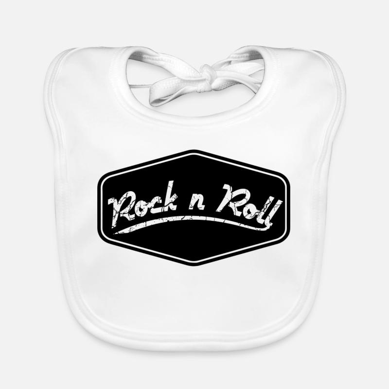 Rock n Roll Schild Shape - Baby Bio-Lätzchen - Weiß