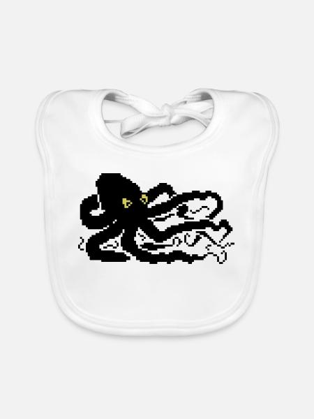 8bit pixel octopus - Baby Bio-Lätzchen - Weiß - Vorne