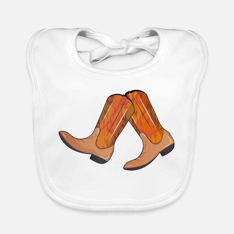 extravagant western boots with flame pattern Organic Baby Bibs
