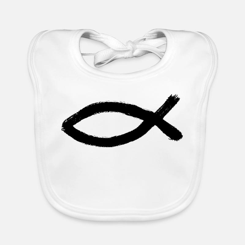 Jesus fish black Ichthys fish fish Organic Baby Bibs
