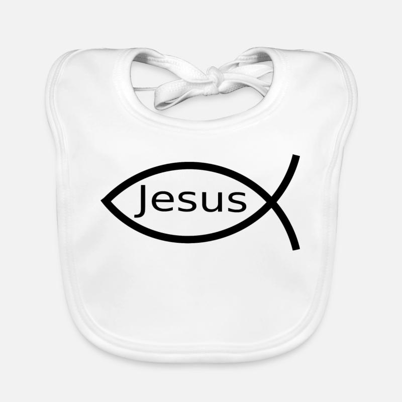 Jesus Fish Black Ichthys Fish Fish Organic Baby Bibs