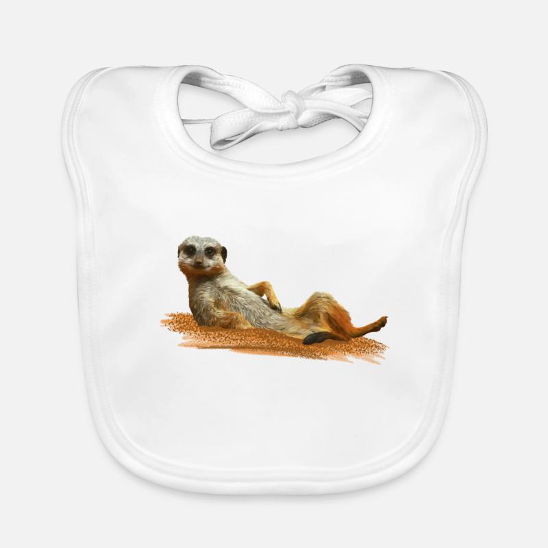 Erdmännchen - Baby Bio-Lätzchen - Weiß