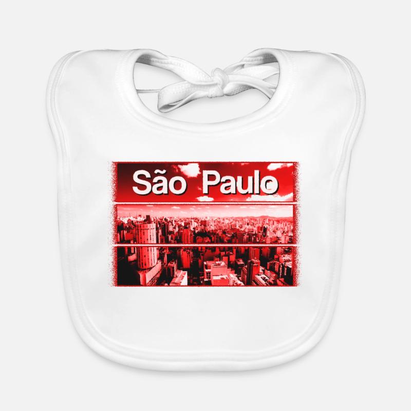 Rote Stadtsilhouette São Paulo Baby Bio-Lätzchen
