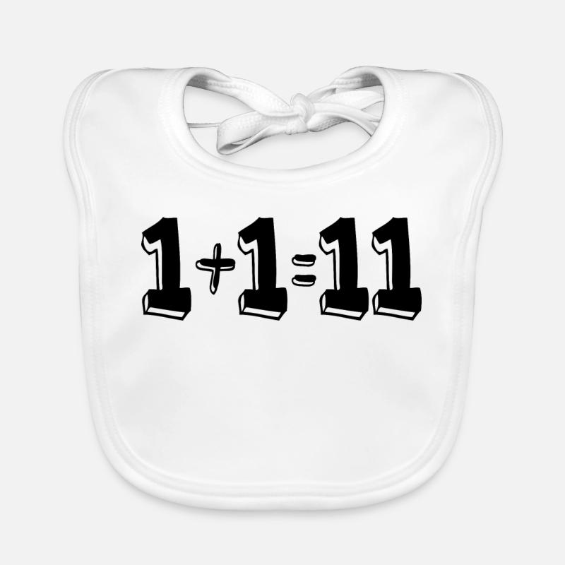 1 plus 1 égal 11 - Bavoir bio Bébé - blanc