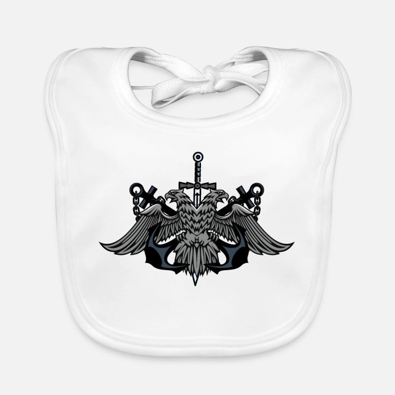 Twin Eagle Crest with Sword Organic Baby Bibs
