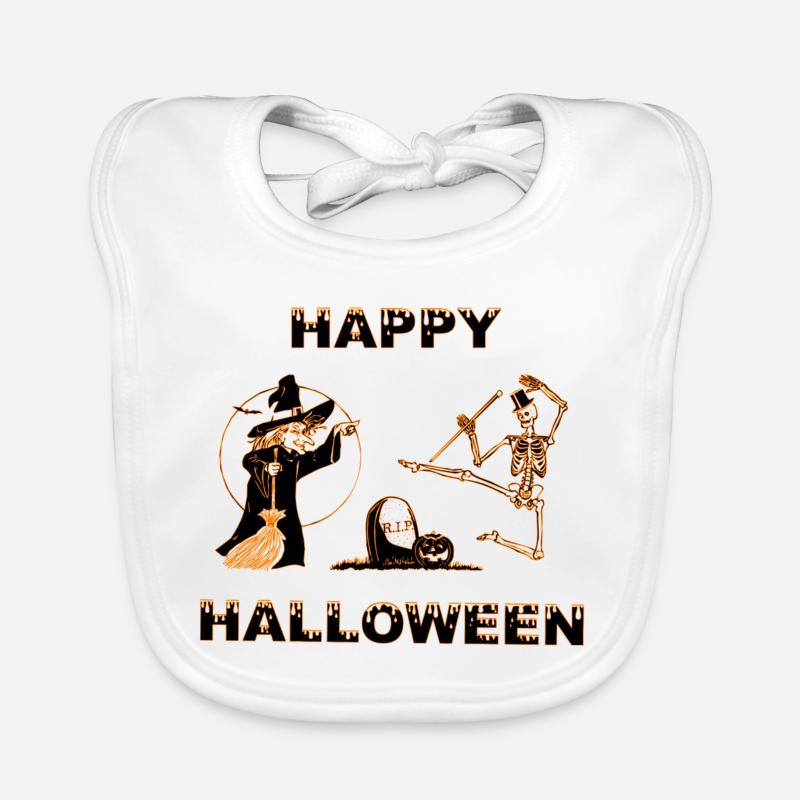 Sorciers d’Halloween effrayants et conception de squelette Bavoir bio Bébé