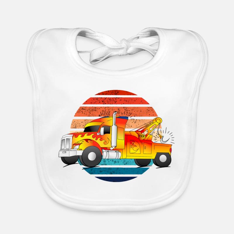 Abschleppwagen Abschleppdienst Abschlepper LKW - Baby Bio-Lätzchen - Weiß