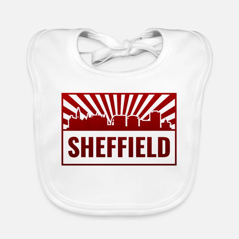 Sheffield Skyline Rot Neon Baby Bio-Lätzchen