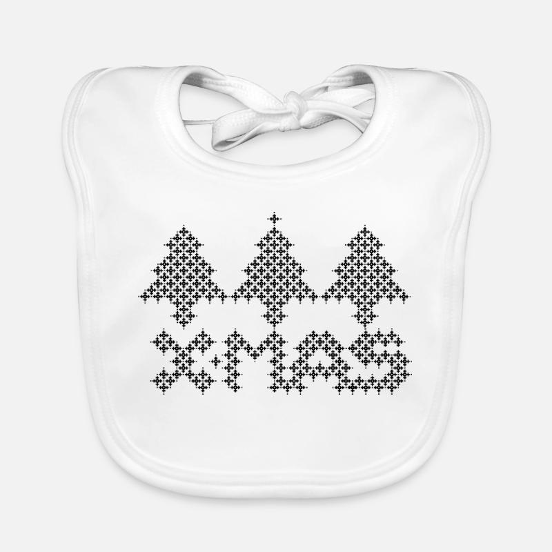 XMAS Tree Christmas Tree Pixel Pattern Icon Organic Baby Bibs
