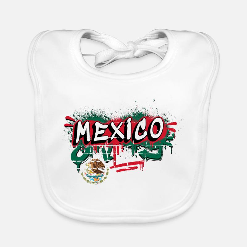 Mexico flag graffiti design Organic Baby Bibs