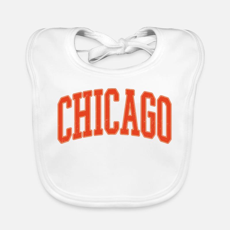 Chicago Arc Text in Orange 3D Baby Bio-Lätzchen