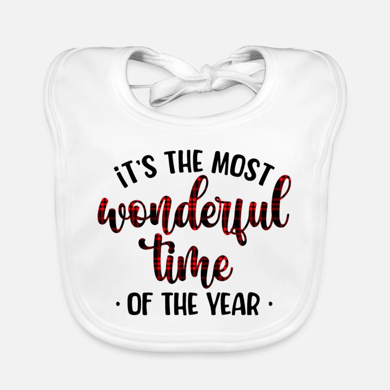 Crimson Plaid Script Organic Baby Bibs