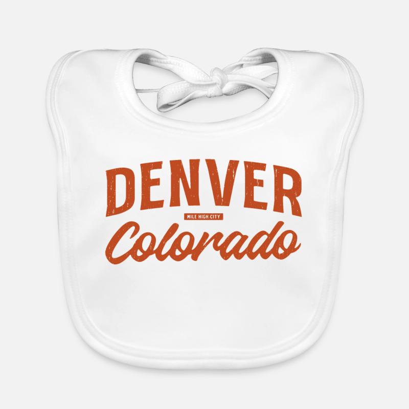Denver Colorado Retro Script Logo Organic Baby Bibs