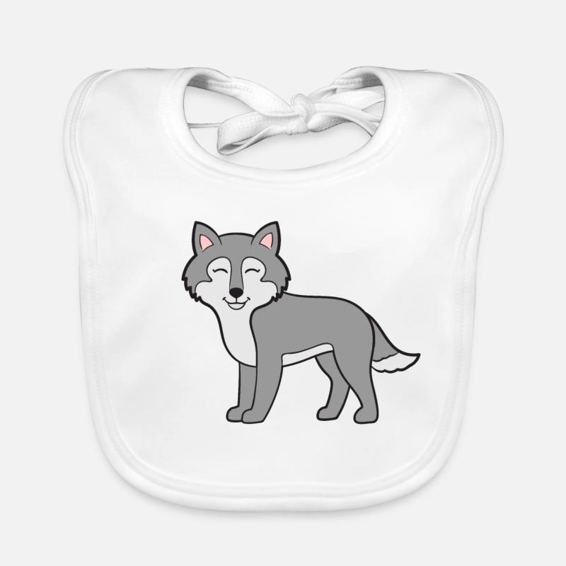 Wolf Wölfe - Baby Bio-Lätzchen - Weiß