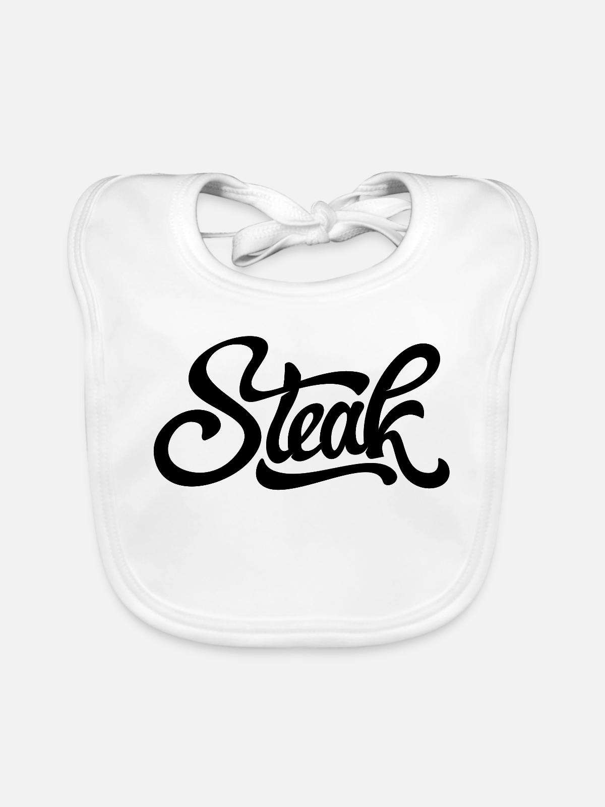 Steak, Metzger, Fleischesser - Baby Bio-Lätzchen - Weiß - Vorne