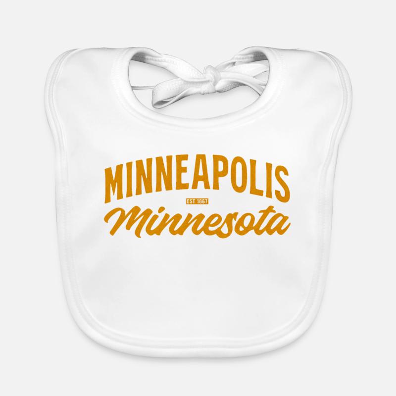 Minneapolis Script Vintage Orange - Bavoir bio Bébé - blanc