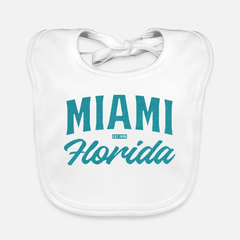 Miami Florida Retro Typo Organic Baby Bibs